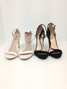 Bundle Heels Size 9–9.5 Steve Madden & Jessica Simpson Black White Ankle Strap